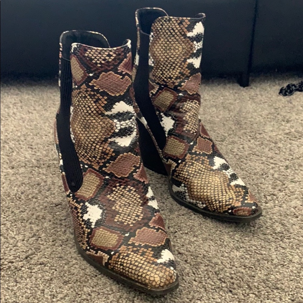 Snakeskin booties